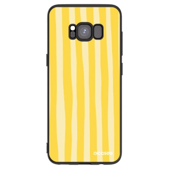 Picasee Samsung Galaxy S8 G950F Hülle - Schwarzes Silikon - Lines lemon