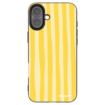 Picasee Apple iPhone 16 Plus Hülle - Schwarzes Silikon - Lines lemon