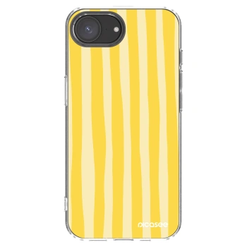 Picasee Apple iPhone 16e Hülle - Transparentes Silikon - Lines lemon