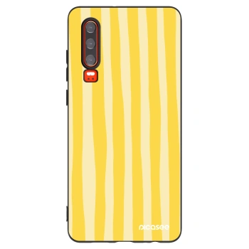 Picasee Huawei P30 Hülle - Schwarzes Silikon - Lines lemon