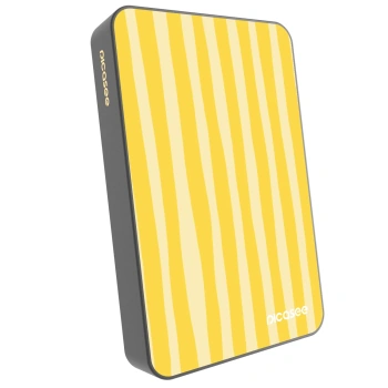 Picasee Powerbank mit MagSafe 10 000 mAh Grau - Lines lemon