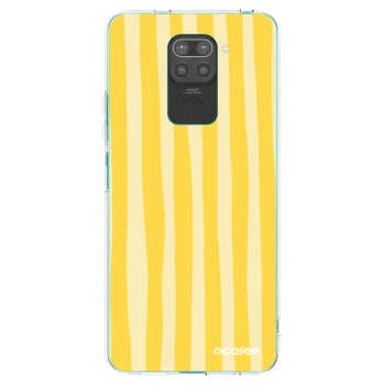 Picasee Xiaomi Redmi Note 9 Hülle - Schwarzes Silikon - Lines lemon
