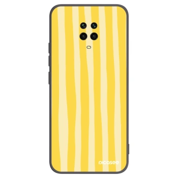 Picasee Xiaomi Redmi Note 9S Hülle - Schwarzes Silikon - Lines lemon
