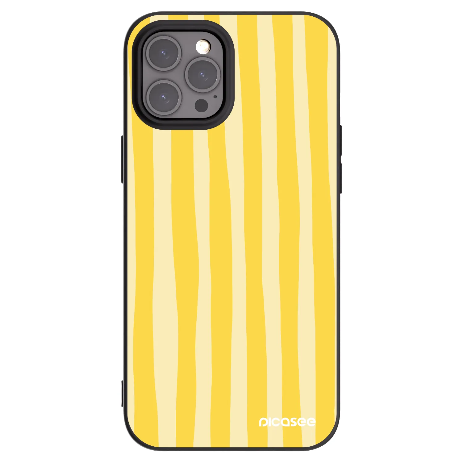 Picasee Apple iPhone 12 Pro Max Hülle - Schwarzes Silikon - Lines lemon