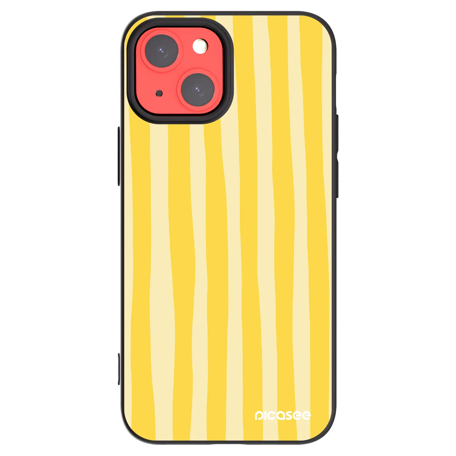 Picasee Apple iPhone 13 mini Hülle - Schwarzes Silikon - Lines lemon