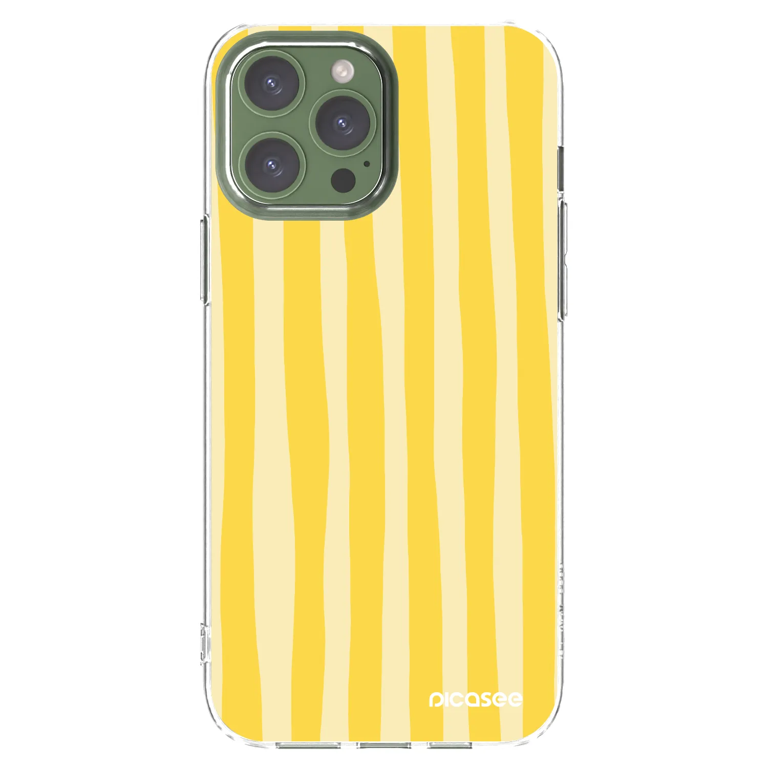 Picasee Apple iPhone 13 Pro Max Hülle - Transparentes Silikon - Lines lemon
