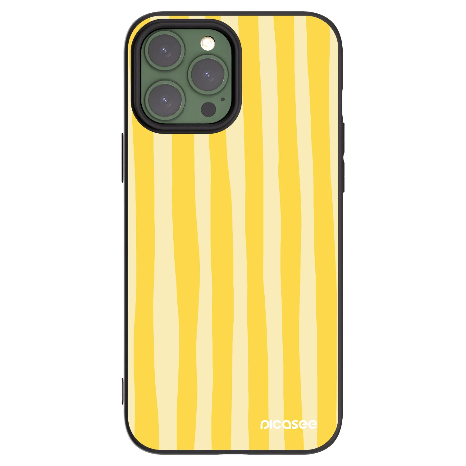Picasee Apple iPhone 13 Pro Max Hülle - Schwarzes Silikon - Lines lemon