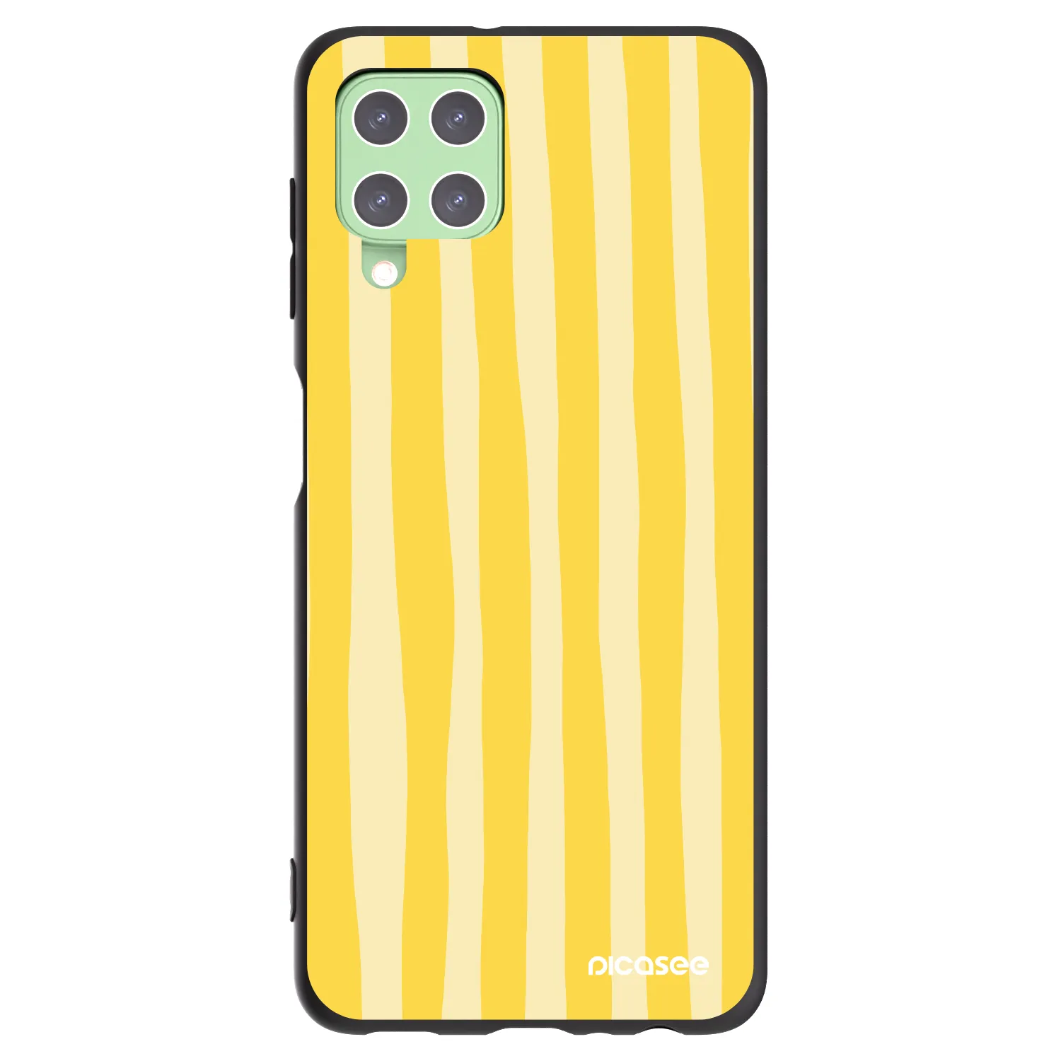 Picasee Samsung Galaxy A22 A225F 4G Hülle - Schwarzes Silikon - Lines lemon