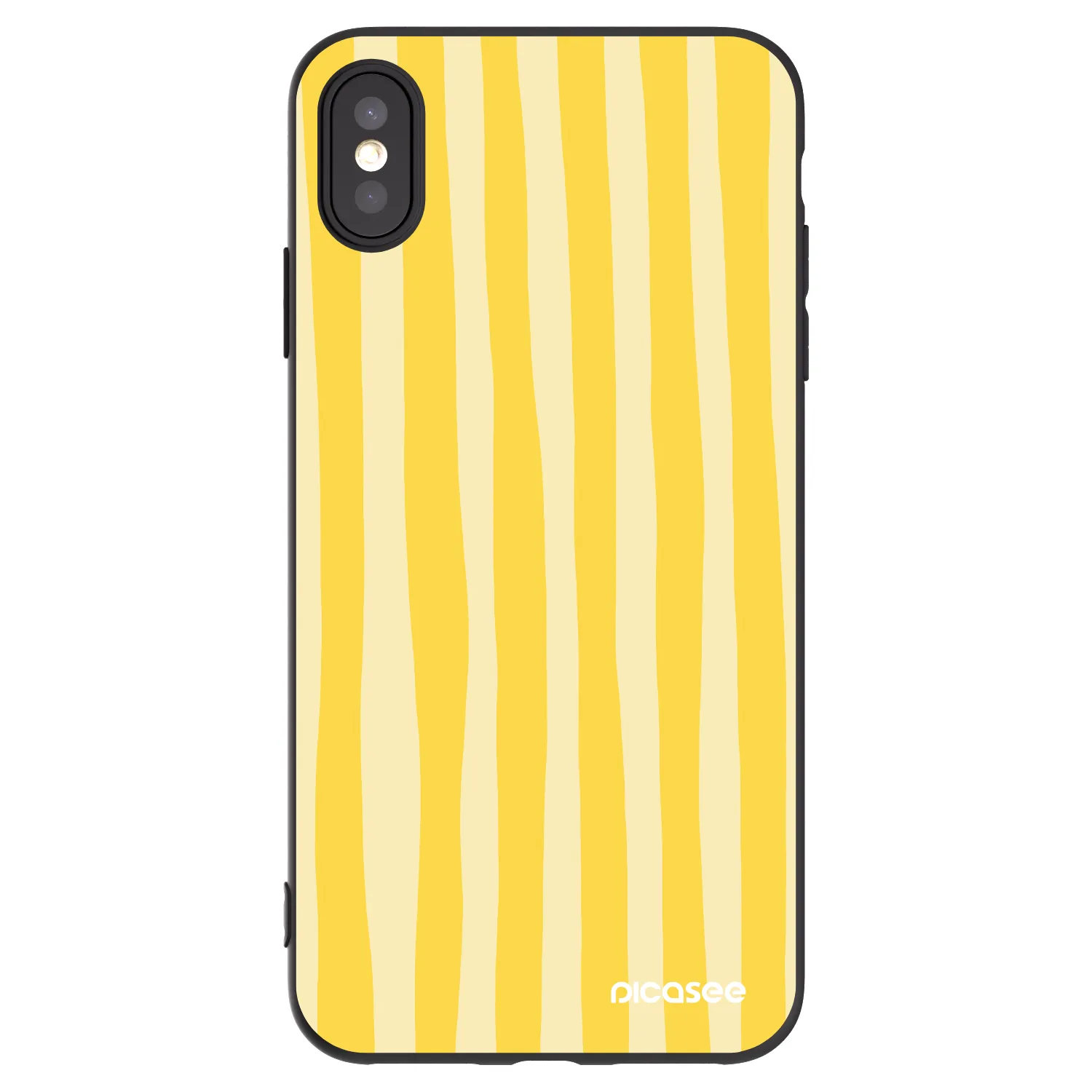 Picasee Apple iPhone XS Max Hülle - Schwarzes Silikon - Lines lemon