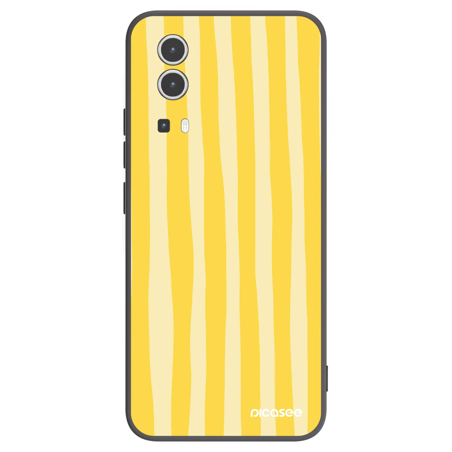 Picasee Vivo Y72 5G Hülle - Schwarzes Silikon - Lines lemon