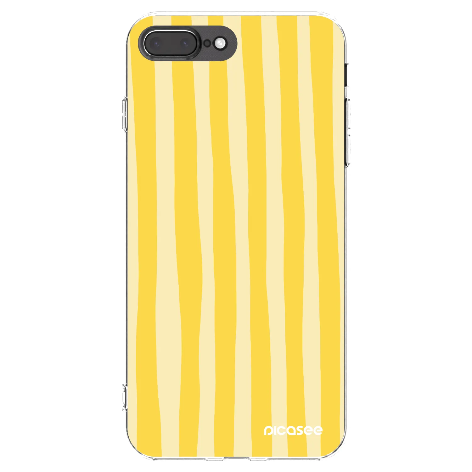 Picasee Apple iPhone 8 Plus Hülle - Transparentes Silikon - Lines lemon