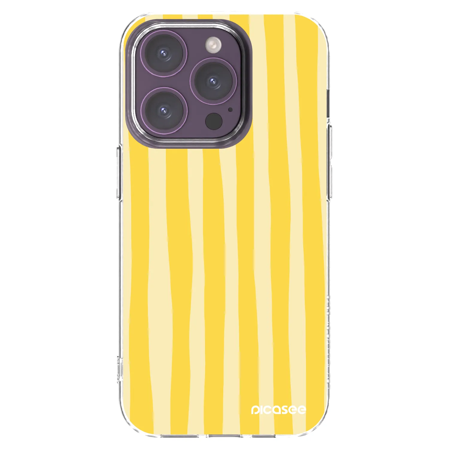 Picasee Apple iPhone 14 Pro Hülle - Transparentes Silikon - Lines lemon