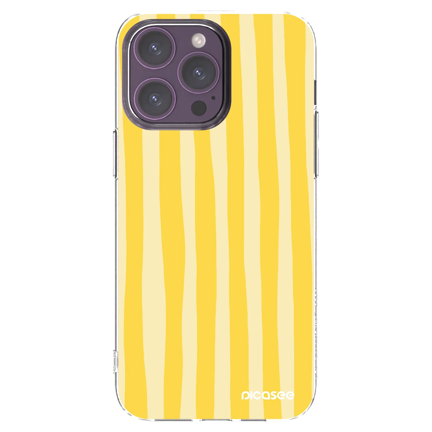 Picasee Apple iPhone 14 Pro Max Hülle - Transparentes Silikon - Lines lemon