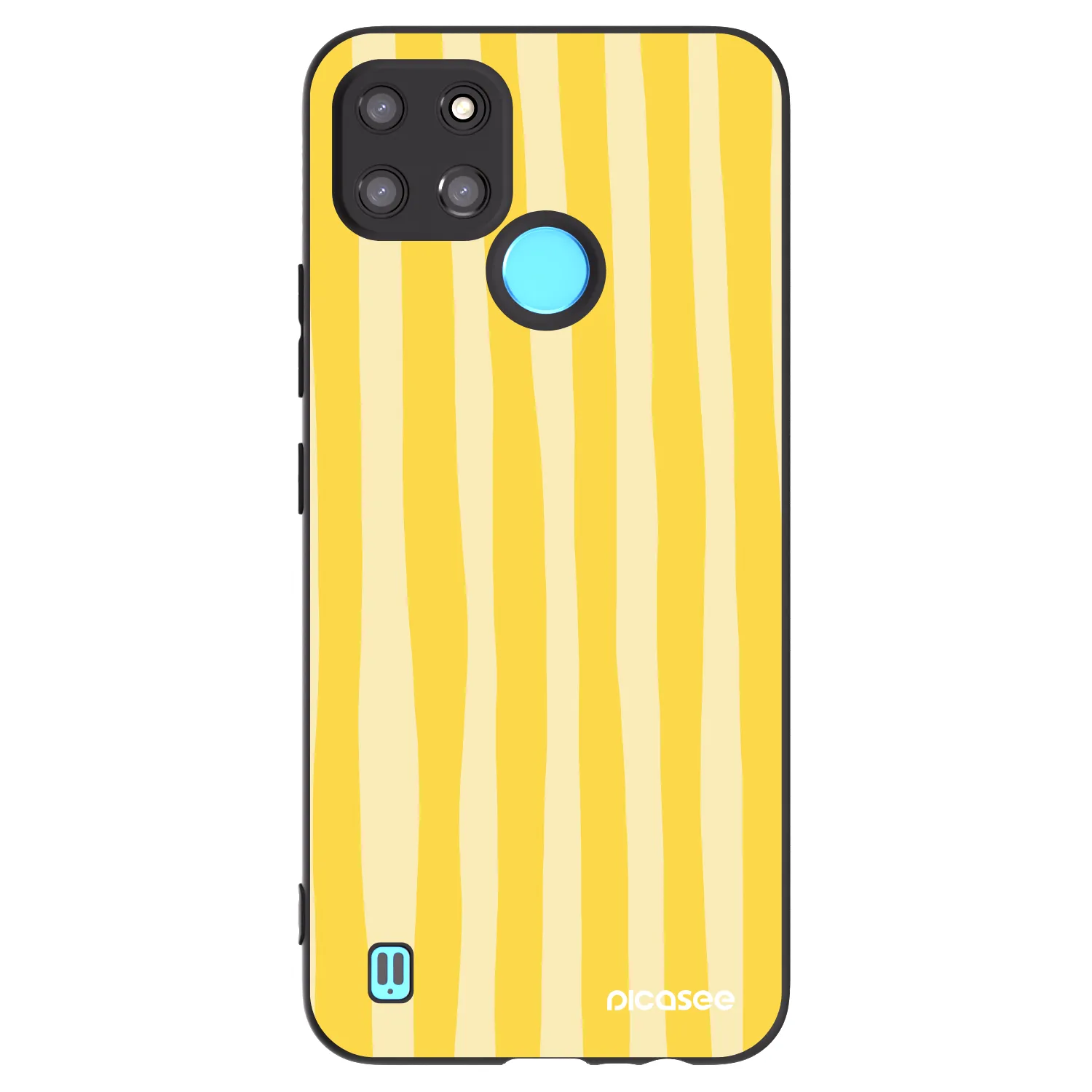 Picasee Realme C21Y Hülle - Schwarzes Silikon - Lines lemon
