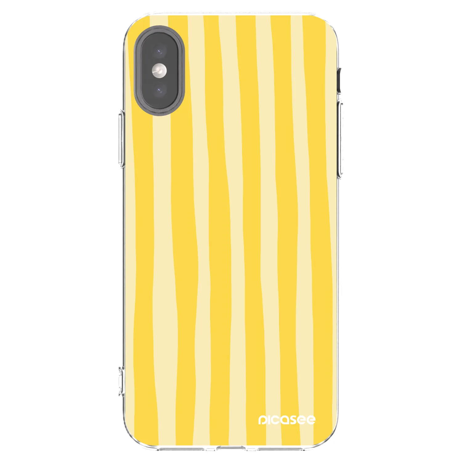 Picasee Apple iPhone X/XS Hülle - Transparentes Silikon - Lines lemon