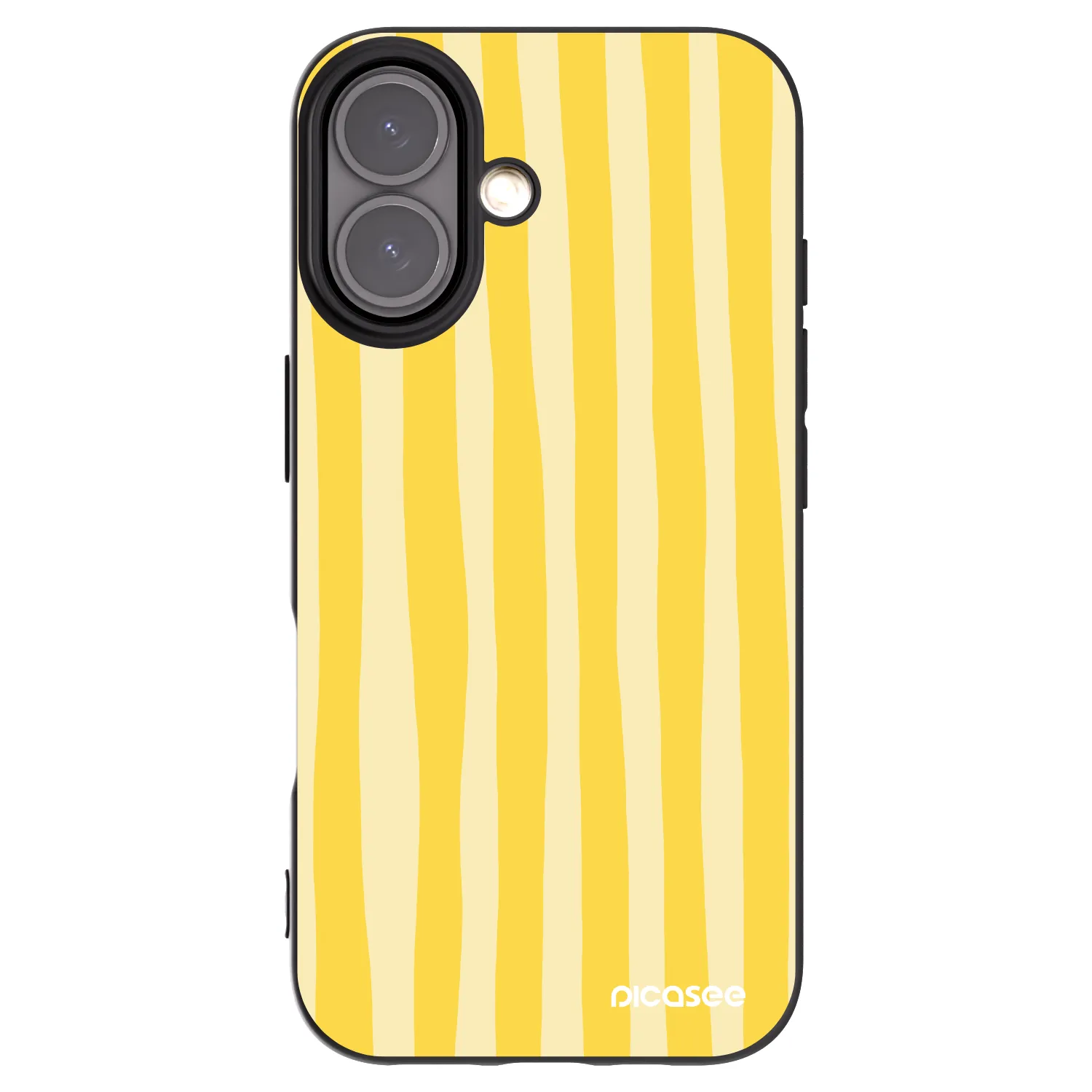 Picasee Apple iPhone 16 Hülle - Schwarzes Silikon - Lines lemon