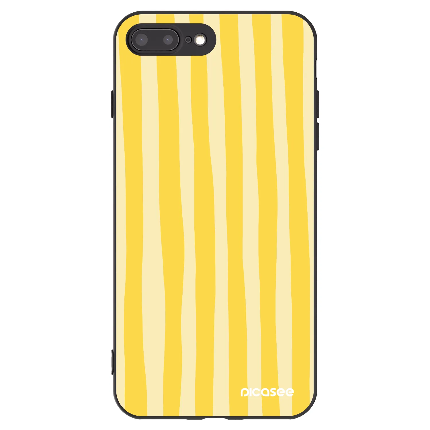 Picasee Apple iPhone 8 Plus Hülle - Schwarzes Silikon - Lines lemon