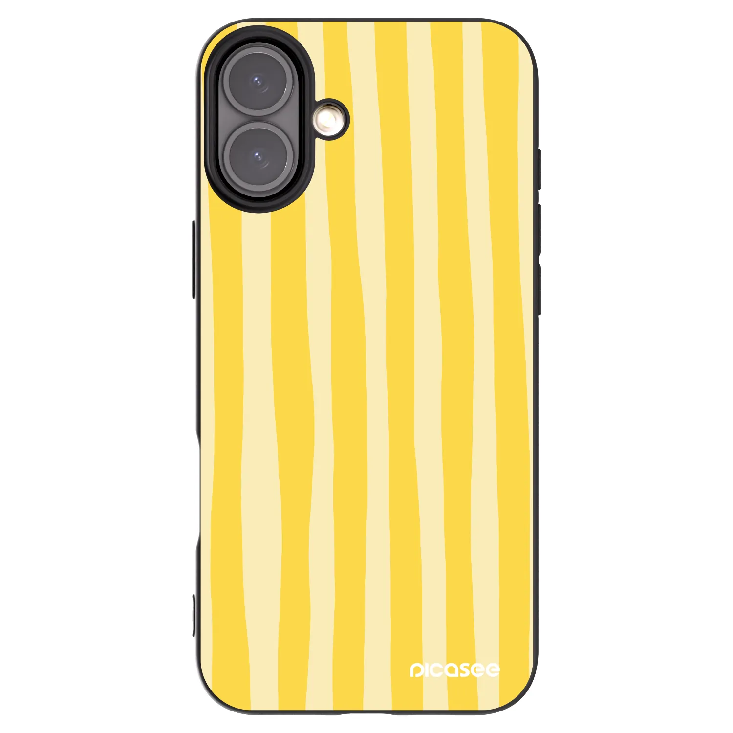 Picasee Apple iPhone 16 Plus Hülle - Schwarzes Silikon - Lines lemon