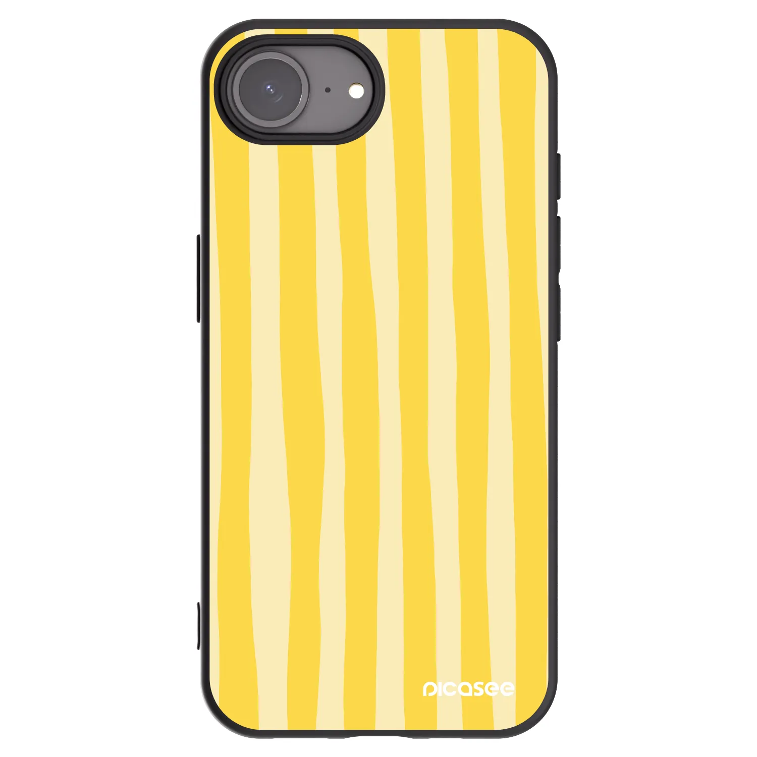 Picasee Apple iPhone 16e Hülle - Schwarzes Silikon - Lines lemon