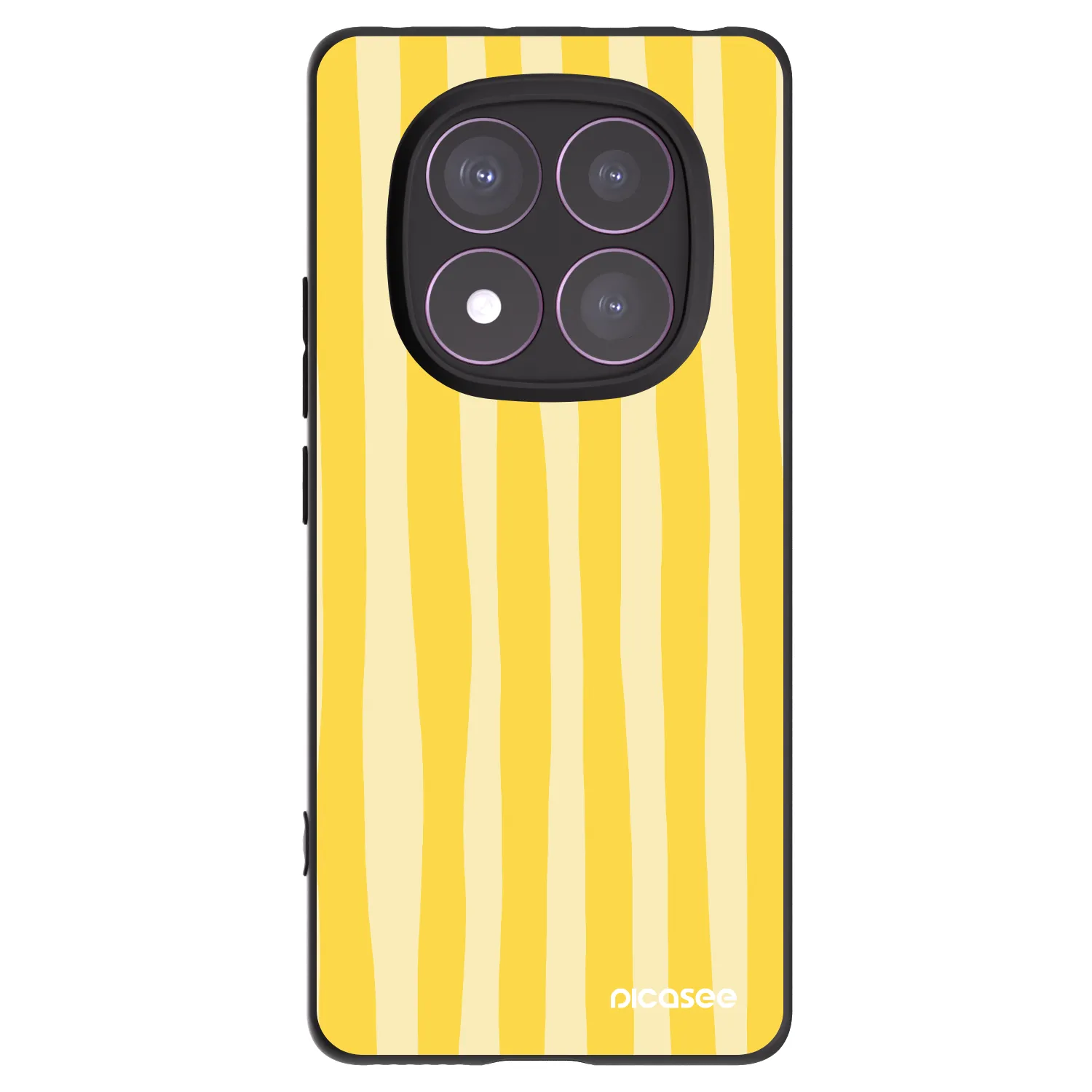 Picasee Xiaomi Redmi Note 14 Pro 4G Hülle - Schwarzes Silikon - Lines lemon