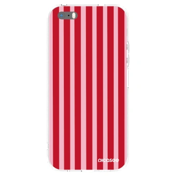 Picasee Apple iPhone 5/5S/SE Hülle - Transparentes Silikon - Lines red