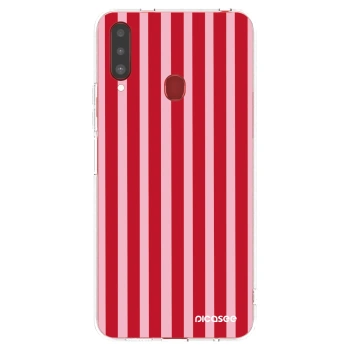 Picasee Samsung Galaxy A20s Hülle - Transparentes Silikon - Lines red