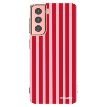 Picasee Samsung Galaxy S21 5G G991B Hülle - Transparentes Silikon - Lines red
