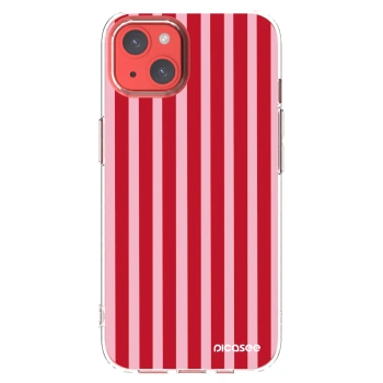 Picasee Apple iPhone 13 Hülle - Transparentes Silikon - Lines red
