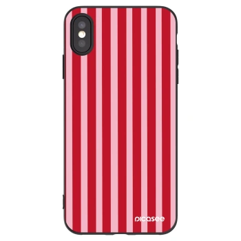 Picasee Apple iPhone XS Max Hülle - Schwarzes Silikon - Lines red