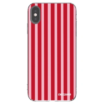 Picasee Apple iPhone XS Max Hülle - Transparentes Silikon - Lines red
