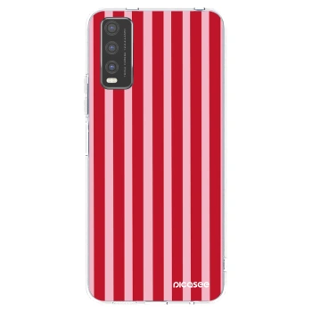 Picasee Vivo Y20s Hülle - Transparentes Silikon - Lines red