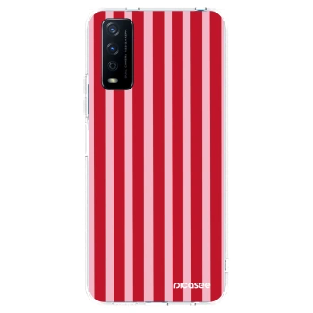 Picasee Vivo Y11s Hülle - Transparentes Silikon - Lines red