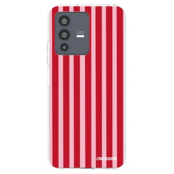 Picasee Vivo V23 5G Hülle - Transparentes Silikon - Lines red