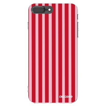 Picasee Apple iPhone 8 Plus Hülle - Transparentes Silikon - Lines red