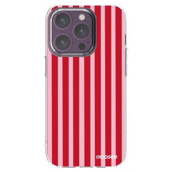 Picasee Apple iPhone 14 Pro Hülle - Transparentes Silikon - Lines red