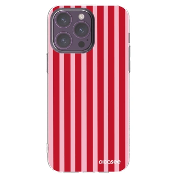 Picasee Apple iPhone 14 Pro Max Hülle - Transparentes Silikon - Lines red