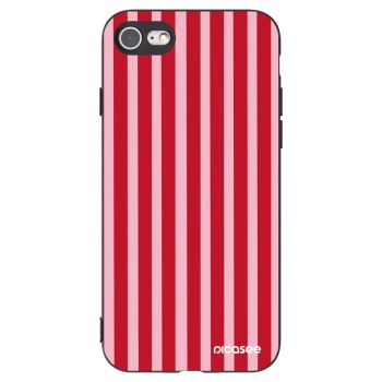 Picasee Apple iPhone 8 Hülle - Schwarzes Silikon - Lines red