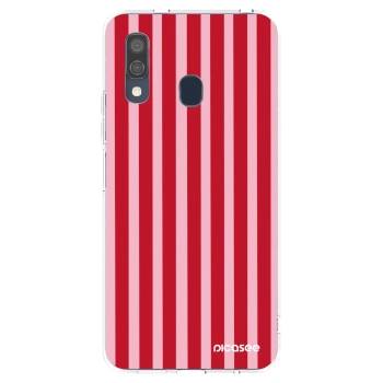 Picasee Samsung Galaxy A40 A405F Hülle - Transparentes Silikon - Lines red