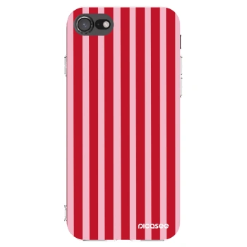 Picasee Apple iPhone 8 Hülle - Transparentes Silikon - Lines red