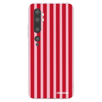 Picasee Xiaomi Mi Note 10 (Pro) Hülle - Transparentes Silikon - Lines red