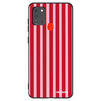 Picasee Samsung Galaxy A21s Hülle - Schwarzes Silikon - Lines red