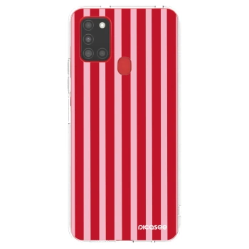 Picasee Samsung Galaxy A21s Hülle - Transparentes Silikon - Lines red