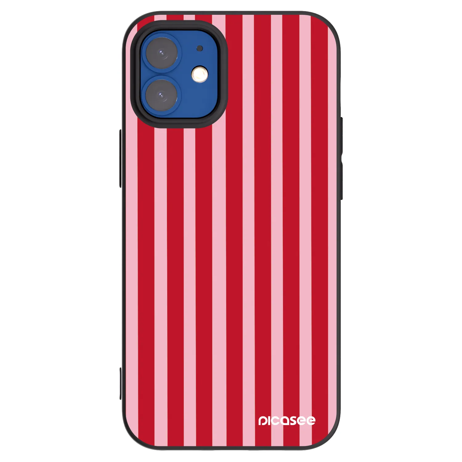 Picasee Apple iPhone 12 mini Hülle - Schwarzes Silikon - Lines red