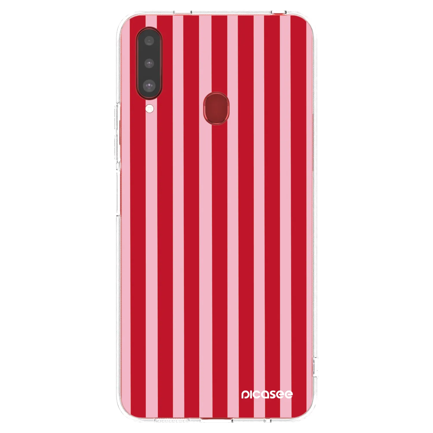 Picasee Samsung Galaxy A20s Hülle - Transparentes Silikon - Lines red