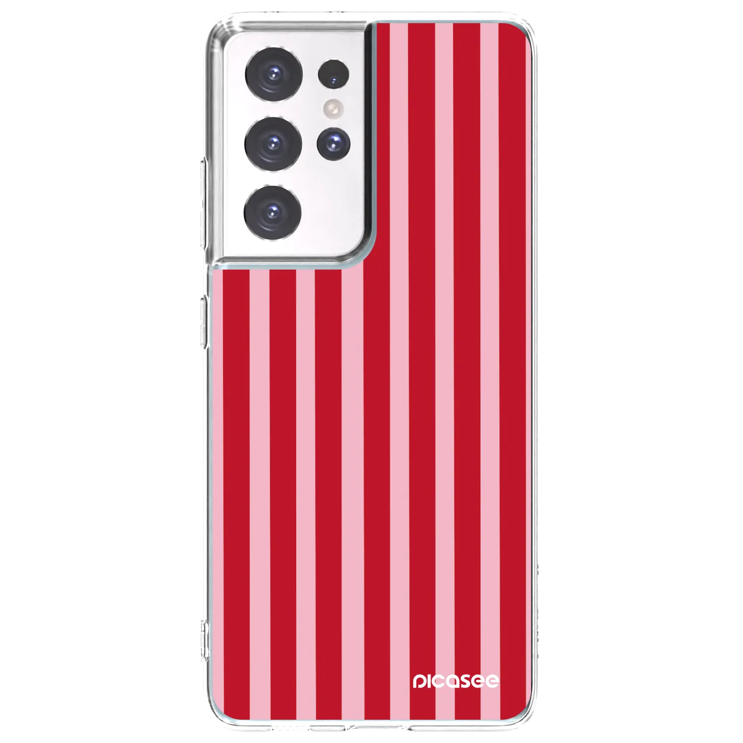 Picasee Samsung Galaxy S21 Ultra 5G G998B Hülle - Transparentes Silikon - Lines red
