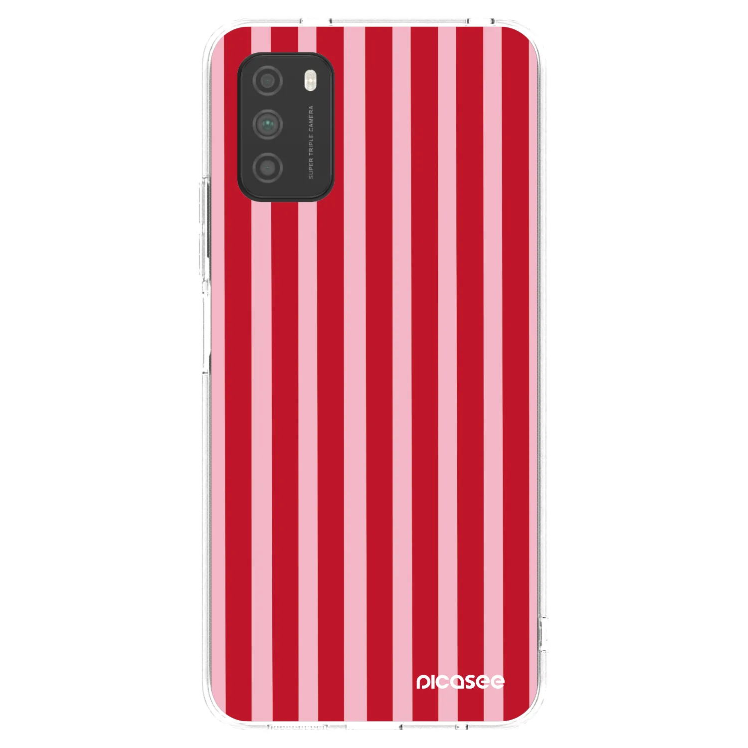 Picasee Xiaomi Poco M3 Hülle - Transparentes Silikon - Lines red