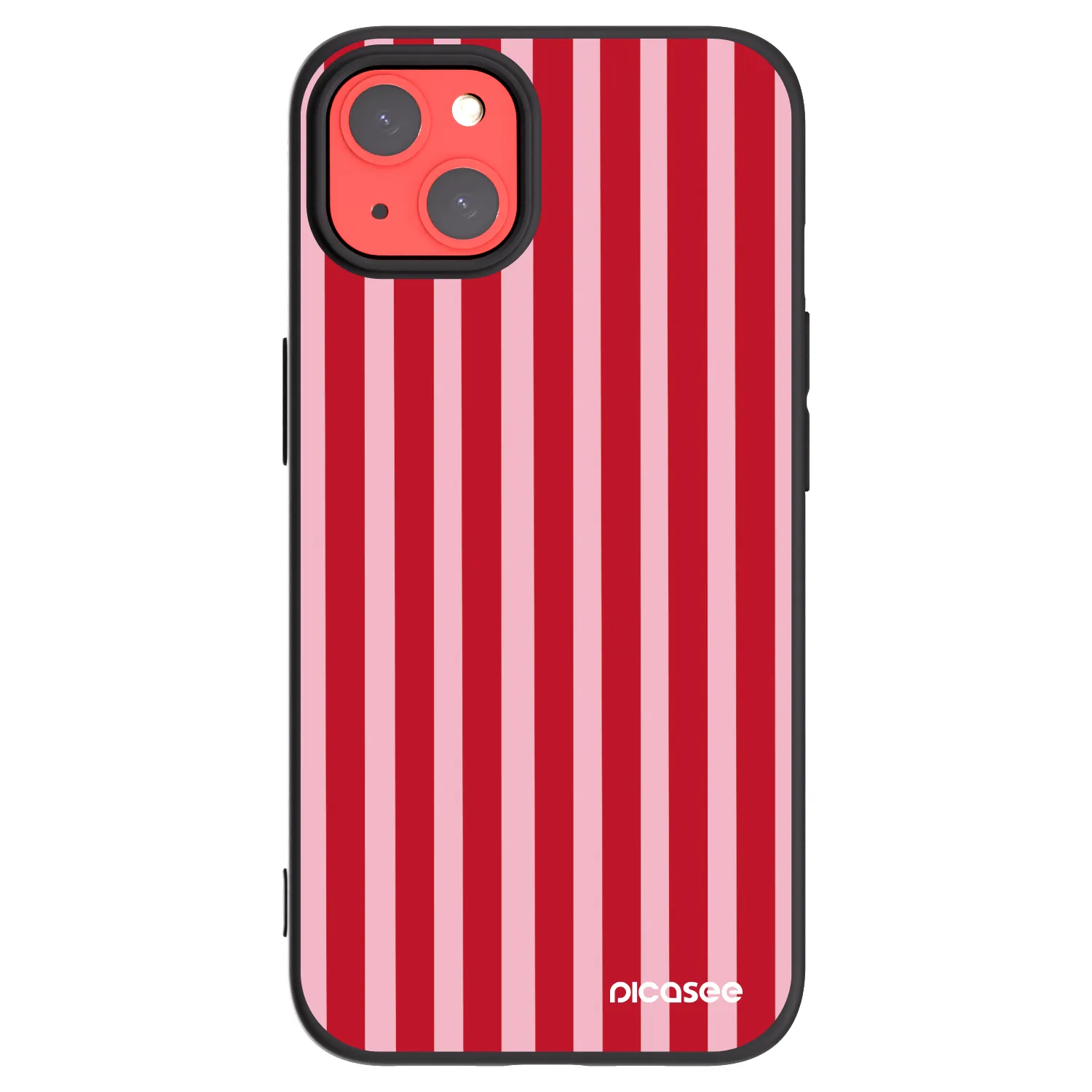 Picasee Apple iPhone 13 Hülle - Schwarzes Silikon - Lines red