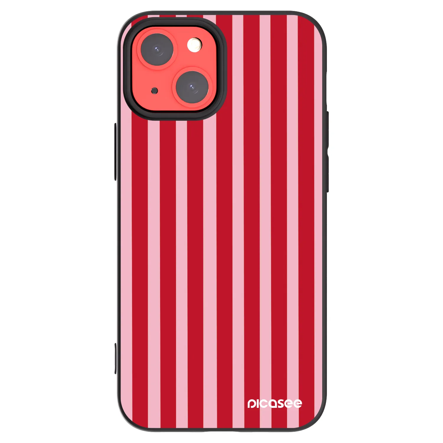 Picasee Apple iPhone 13 mini Hülle - Schwarzes Silikon - Lines red