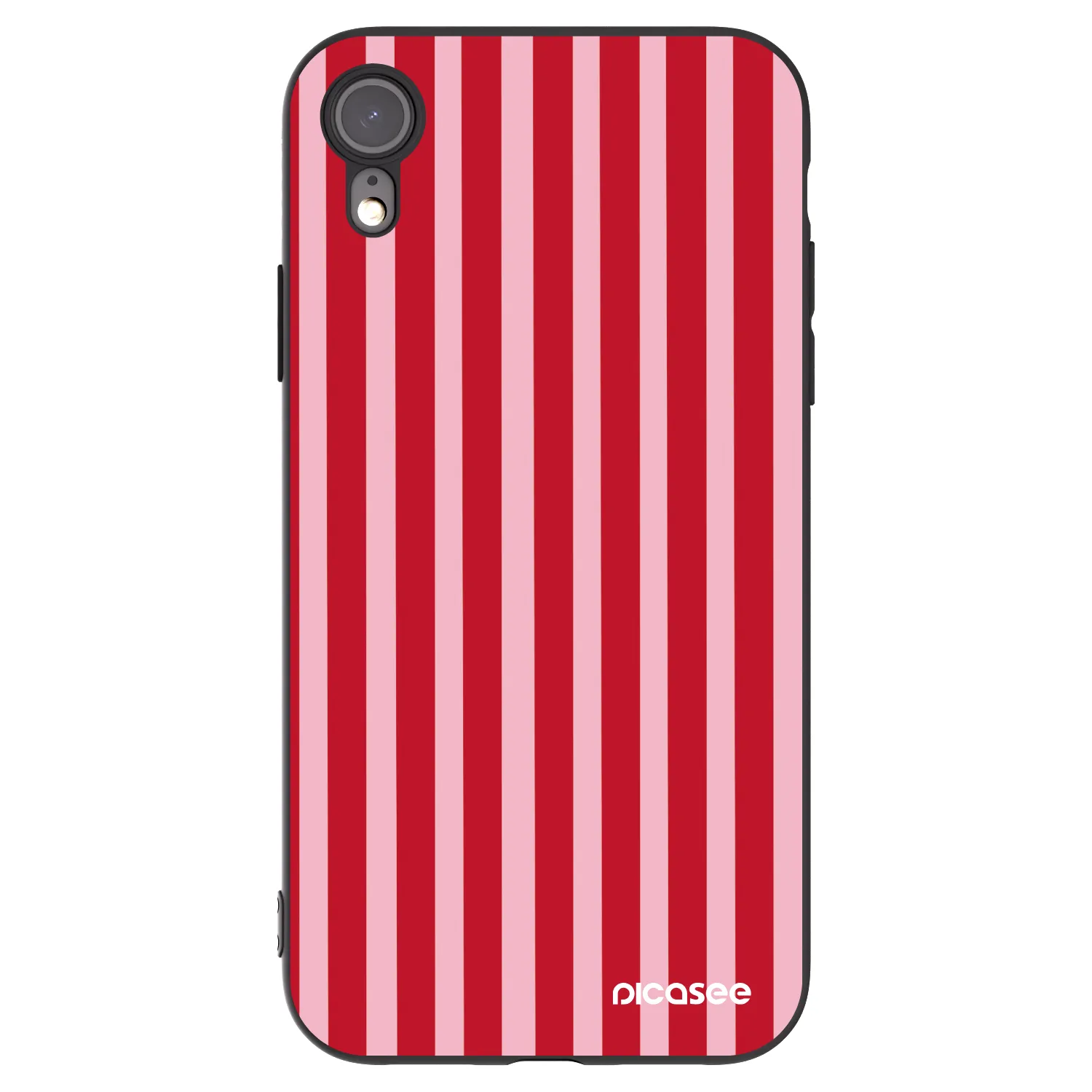 Picasee Apple iPhone XR Hülle - Schwarzes Silikon - Lines red