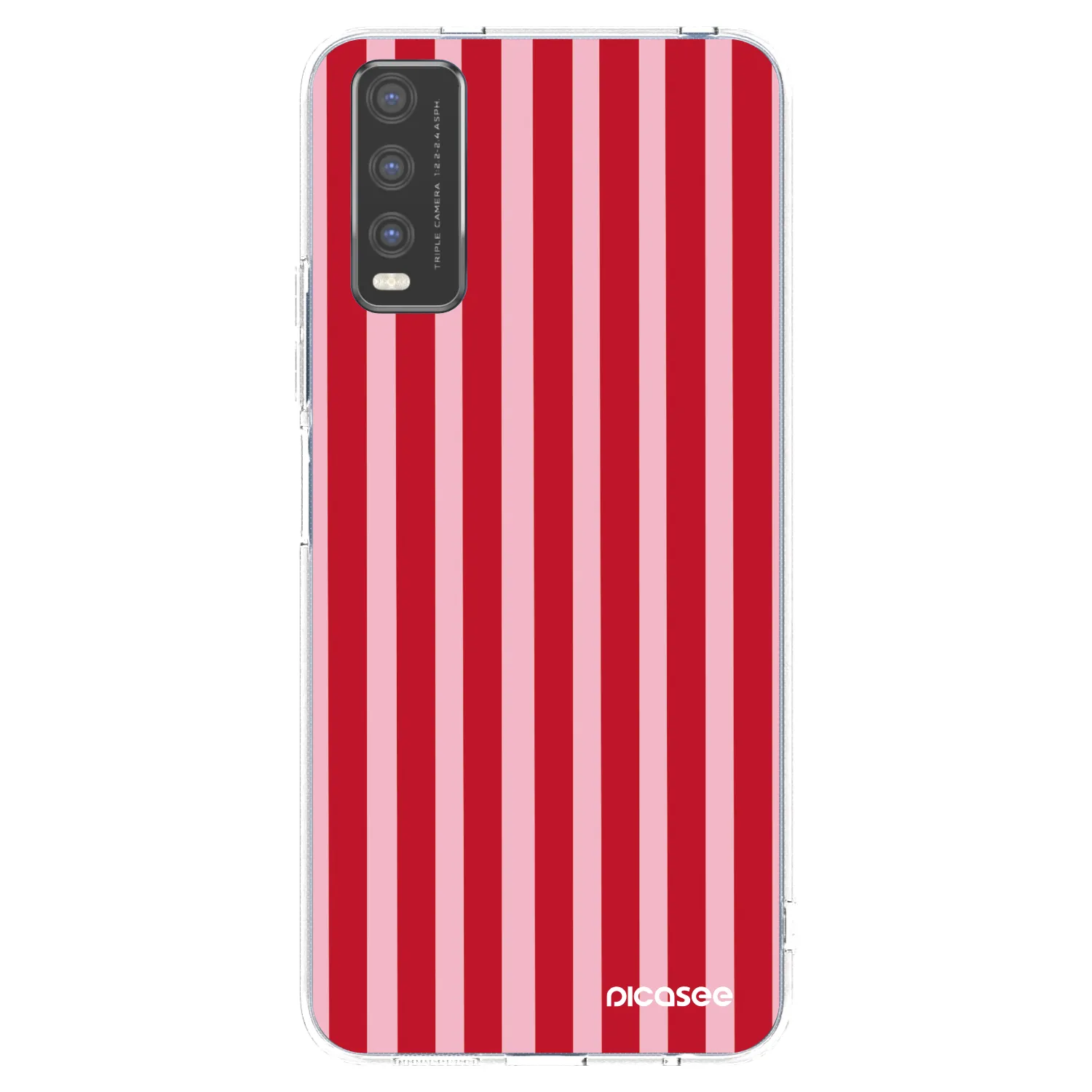Picasee Vivo Y20s Hülle - Transparentes Silikon - Lines red